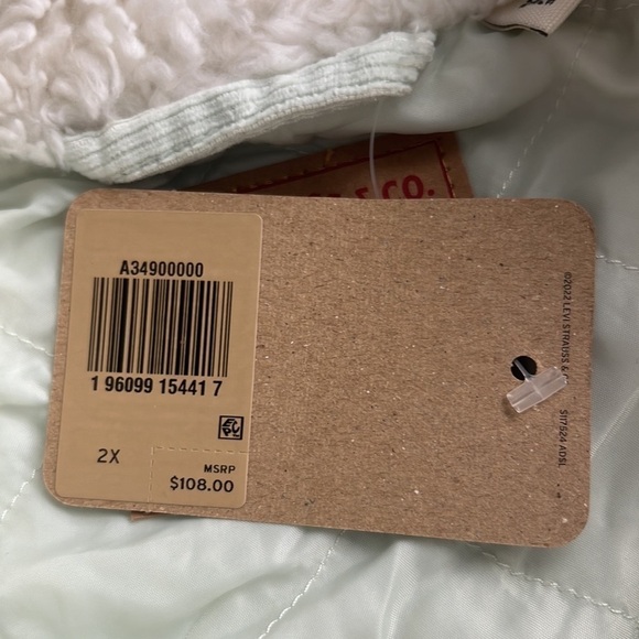 Levi’s Jacket NWT Sherpa Baby Cropped Baggy Trucker meadow mist color size 2X - Picture 14 of 16
